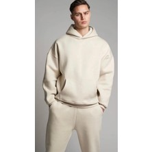 Erkek Bej Rengi Oversize Sweatshirt