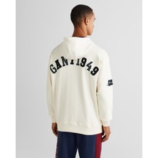 Gant Erkek Krem Relaxed Fit Kapüşonlu Logolu Sweatshirt 2524339T.130