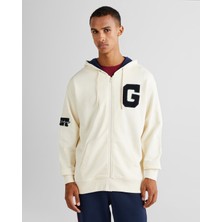 Gant Erkek Krem Relaxed Fit Kapüşonlu Logolu Sweatshirt 2524339T.130