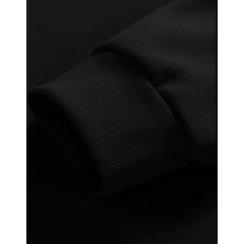Erkek Siyah Oversize Whatever Baskılı Bisiklet Yaka