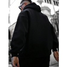 Erkek Siyah Believer Baskılı Oversize Sweatshirt