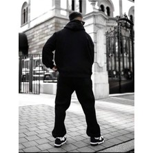 Erkek Siyah Believer Baskılı Oversize Sweatshirt