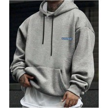Erkek Gri Oversize Cellorheart Baskılı Sweatshirt