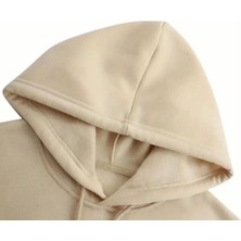 Erkek Bej Dikey Baskılı Oversize Sweatshirt