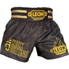 By Leon 1982 Leon Kick Boxing Nakışlı Kick Boks Şortu Siyah