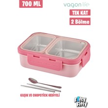 Vagonlife Lunch Box 700 ml Tek Kat Iki Bölmeli Metal Kaşıklı Yeni Nesil Sefer Tası