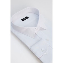 Erkek Big Size Büyük Beden Pamuklu Kolay Ütü Armürlü Beyaz Gömlek