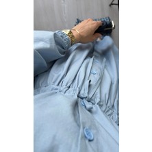 Fısıltı Butik Bel Bağcıklı Keten Elbise