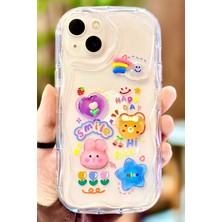 iPhone 13 Sevimli Hayvan Figürlü 3 Boyutlu Şeffaf Smile Kılıf