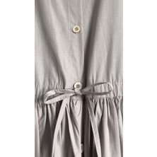Fısıltı Butik Bel Bağcıklı Keten Elbise