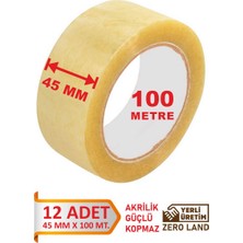 Zero Land Akrilik Koli Banti 12 Adet 45 mm x 100 Metre Şeffaf Ekstra Güçlü Mukavemet 13