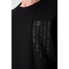 Tommy Life Tommy Life  Siyah Pamuklu Kalın Yüzeyi Dokulu Oversize Fit Baskılı Erkek T-Shirt - 88338