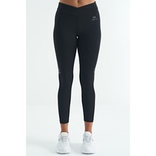 Tommy Life Tommy Life  Siyah Renk Bloklu Fileli Yüksek Bel Slim Fit Dalgıç Kumaş Kadın Tayt - 94632