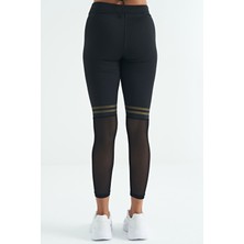 Tommy Life Tommy Life  Siyah Renk Bloklu Fileli Yüksek Bel Slim Fit Dalgıç Kumaş Kadın Tayt - 94632