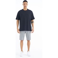 Tommy Life Lacivert Kol Arma Detaylı Basic Oversize Erkek T-Shirt - 88193