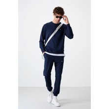 Tommy Life Tommy Life  İndigo Erkek Casual O Yaka Oversize Lastik Paça Eşofman Takımı - 85120