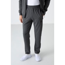 Tommy Life Tommy Life  Antrasit Melanj Erkek Dik Yaka Fermuarlı Slim Fit Klasik Paça Eşofman Takımı-85072