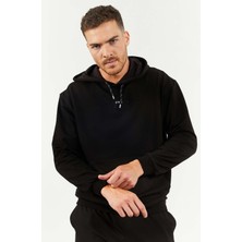 Tommy Life Tommy Life  Siyah Erkek Kapüşonlu Kanguru Cep Oversize Lastik Paça Eşofman Takımı - 85117