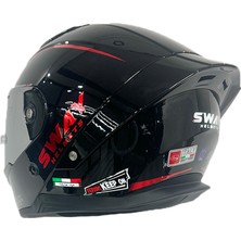 Sway 850 Black Red Ayna Vizör Full Face Motosiklet Kaskı