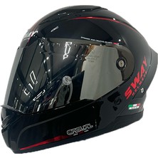 Sway 850 Black Red Ayna Vizör Full Face Motosiklet Kaskı