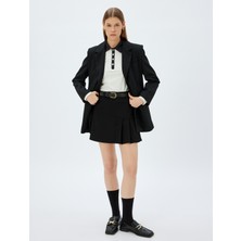 Koton Pileli Mini Etek Kemerli Standart Bel Krep Scuba