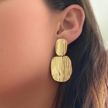 Betül Çekiç Çelik Gold Renk Vintage Kadın Küpe