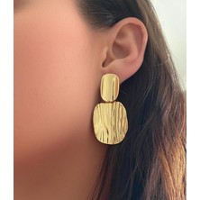 Betül Çekiç Çelik Gold Renk Vintage Kadın Küpe