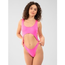 PINKYSWIM Yandan Halkalı Neon Pembe Mayokini