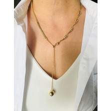 Devi Fashion Gold Asansörlü Damla Kolye