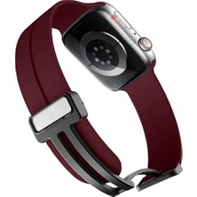 AktarMobile Apple Watch 10 / 11 46 mm Uyumlu Silikon Kordon Magnetik D Tokalı Spor Kayış Mıknatıslı Toka