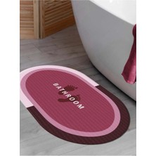 SİHİRLİ AYAKLAR Bordo Su Geçirmez Kaydırmaz Banyo Paspası Banyo Halısı Su Emici Kaymaz Paspas 50X70