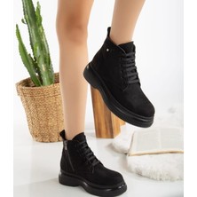 Erbilden Siyah Süet Bağcıklı Bot