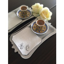 Afa Tasarım Kişiye Özel Harf Nakışlı Söz Nişan Mendili, Kahve Yanı Sunum Peçetesi, Kokteyl Peçete