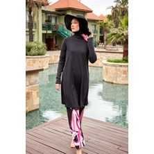 Likralı Siyah Tam Kapalı Tesettür Mayo M2479