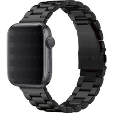 AktarMobile Apple Watch 10 42 mm Uyumlu Metal Kordon Paslanmaz Çelik Baklalı Model Kayış