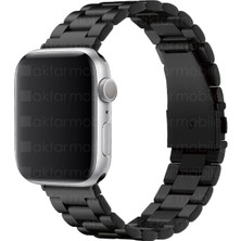 AktarMobile Apple Watch 10 42 mm Uyumlu Metal Kordon Paslanmaz Çelik Baklalı Model Kayış