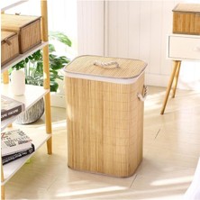 Akkoyunlu Home Bambu Hasır Çamaşır Sepeti Kare Kirli Çamaşır Sepeti Ipli Naturel Doğal Hasır 20 L Type 0 40 X 30 B