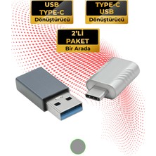 TTAF Type-C To Usb-A 3.0 ve USB 3.2 To Type-C Dönüştürücü 2'si 1 Arada Gri