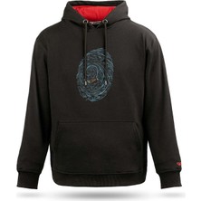 Parmak Izi ve Dalgıç Tasarım Kapşonlu Sweatshirt
