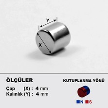 NeoHobi Neodyum Mıknatıs Çap 4 mm Kalınlık 4 mm  D4 x 4 Ndfeb Güçlü Mıknatıs