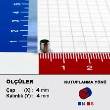 NeoHobi Neodyum Mıknatıs Çap 4 mm Kalınlık 4 mm  D4 x 4 Ndfeb Güçlü Mıknatıs