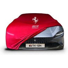 ULTRASHOP Ultra Shop Ferrari Roma Uyumlu Araba Brandası Kırmızı Kumaş Penye Toz Geçirmez Garaj Brandası Oto Branda