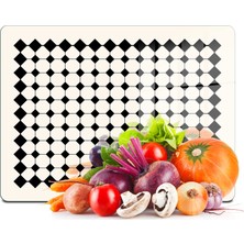 Decovetro Cam Kesme Tahtası ve Sunumluk Bej Geometrik Çizgiler 20X30 cm