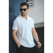 Ht 945061 Slim Fit Likralı Kısa Patlı Apaç Yaka Erkek Tshirt