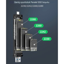 Lemorele Ssd Kutusu CE/FC/ROHS Lisanslı 2280/2260/2242/2230 M.2 Nvme/SATA Type-c Ve Usb Çift Girişli 10Gpbs Usb 3.1 Son Nesil Teknoloji Muhafaza Kutusu M ve B & M