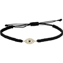 Altın Sepeti Altın Mini Siyah Göz Siyah Ipli Bileklik
