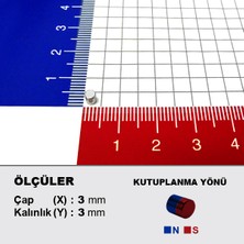 NeoHobi Neodyum Mıknatıs Çap 3 mm Kalınlık 3mm D3 x 3 mm Çok Güçlü Yuvarlak Mıknatıs 25 Adet