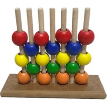 Ahşap Montessori Kavram Oyuncakları Seti 4'lü Kademeli Boncuk Halka Sıralama