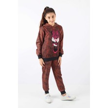 Triliya-Kız Çocuk Kapüşonlu Mickey Dijital Mevsimlik Eşofman Takımı- 4-12 Yaş