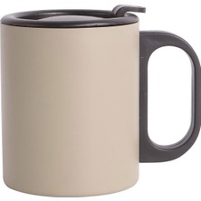 Verahed Bej Çift Katmanlı 304 Paslanmaz Çelik Kulplu 300ML Küçük Termos Bardak Çay Kahve Termosu Travel Mug Kupa